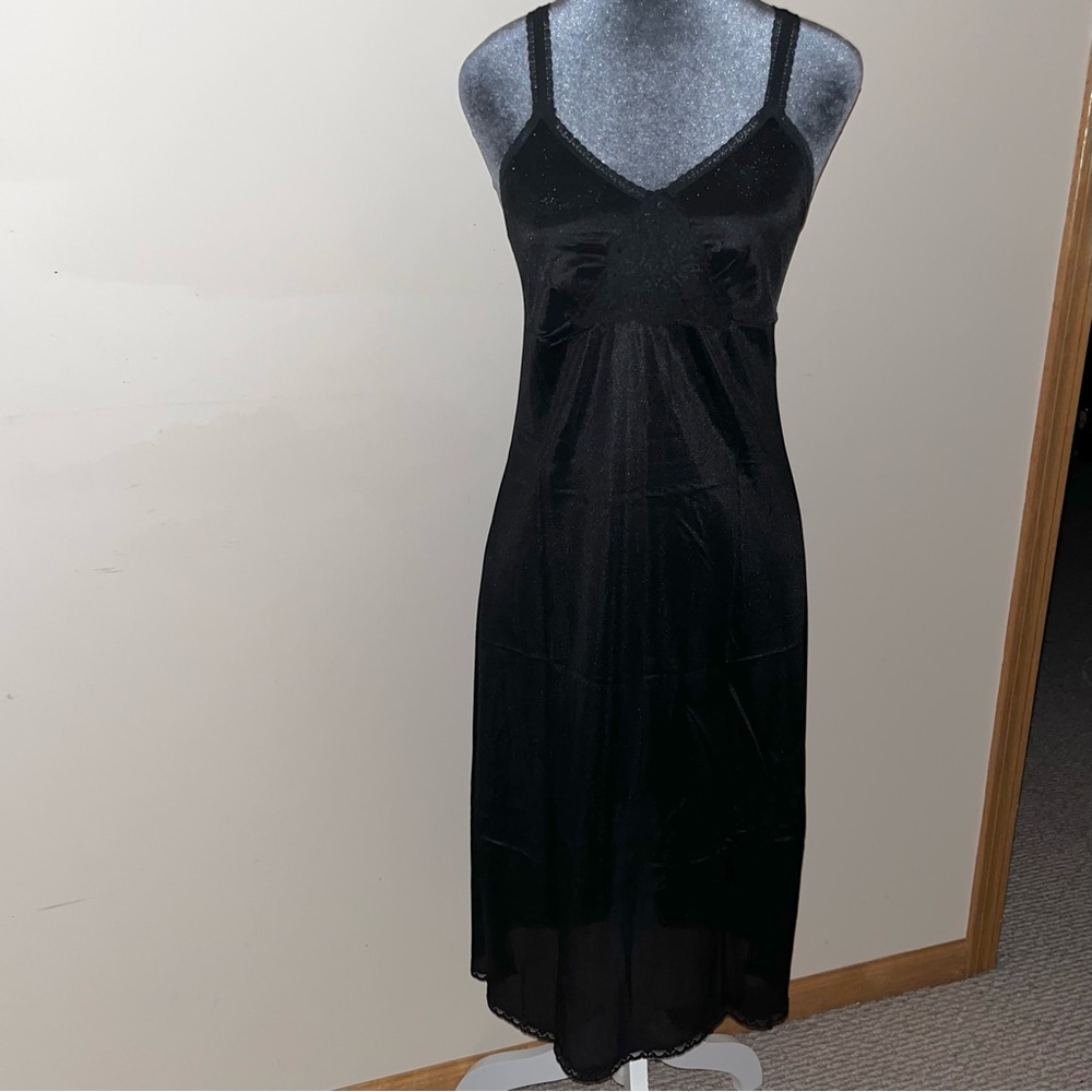 Vintage 1970s Black Slip Dress